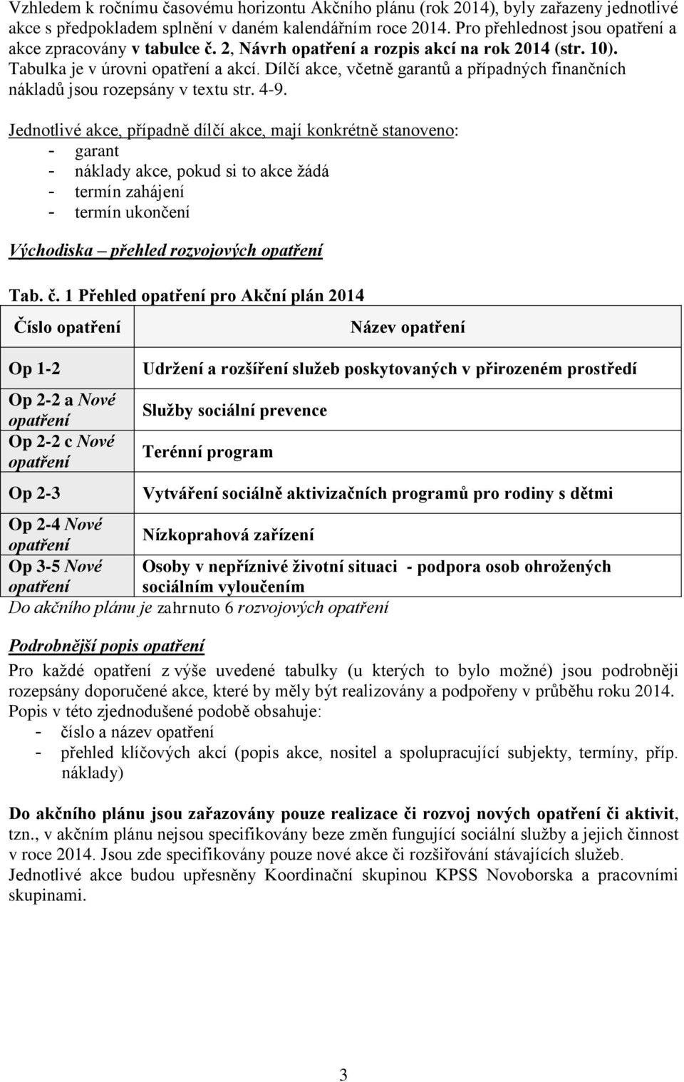 Dílčí akce, včetně garantů a případných finančních nákladů jsou rozepsány v textu str. 4-9.