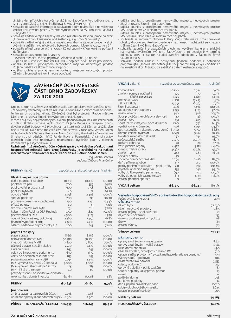 Pod Kaštany 5, 7, 9 Brno-Žabovřesky schválila zadání veřejné zakázky malého rozsahu na stavební práce na akci: Výměna vnějších výplní otvorů v bytových domech Mozolky 55, 57, 59 a 61 schválila