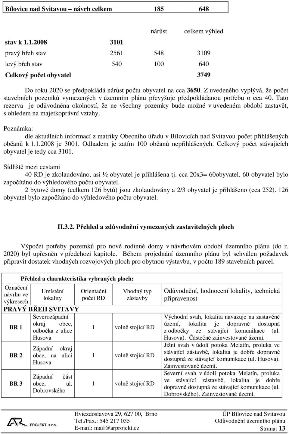 Z uvedeného vyplývá, že počet stavebních pozemků vymezených v územním plánu převyšuje předpokládanou potřebu o cca 40.