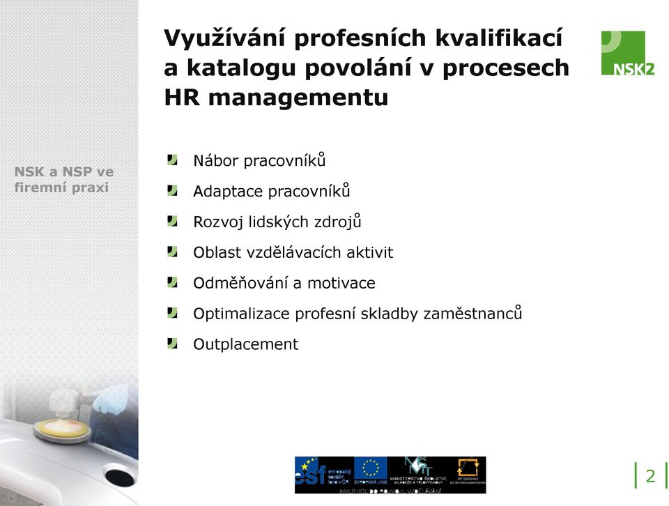 pracovníků Rozvoj lidských zdrojů Oblast vzdělávacích aktivit