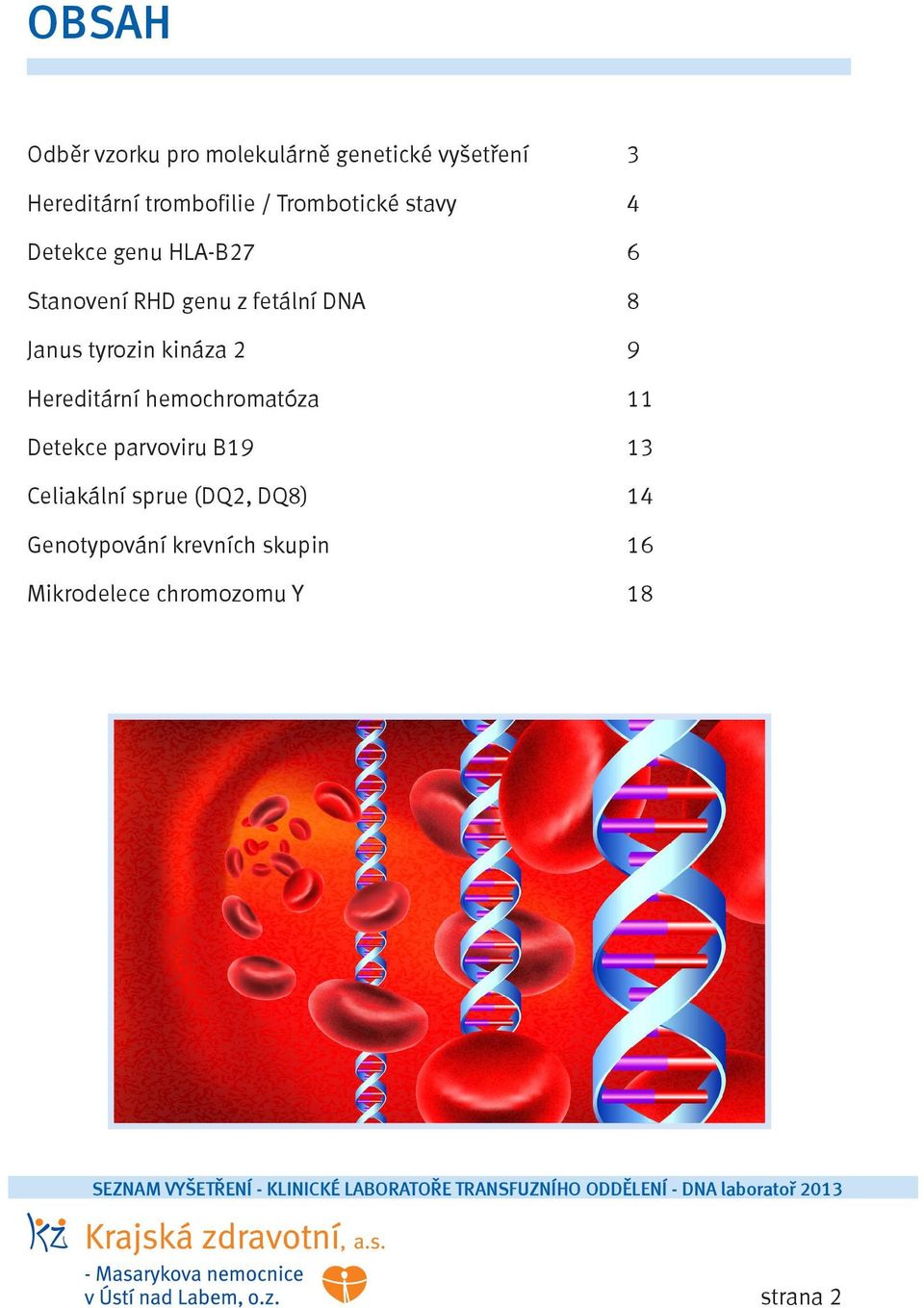 tyrozin kináza 2 9 Hereditární hemochromatóza 11 Detekce parvoviru B19 13 Celiakální