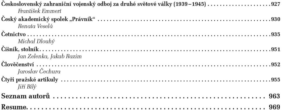 ..935 Michal Dlouhý Číšník, stolník...951 Jan Zelenka, Jakub Razim Člověčenství.