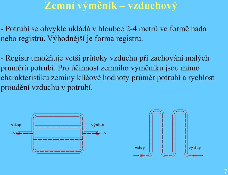 - Registr umožňuje vetší průtoky vzduchu při zachování malých průměrů potrubí.