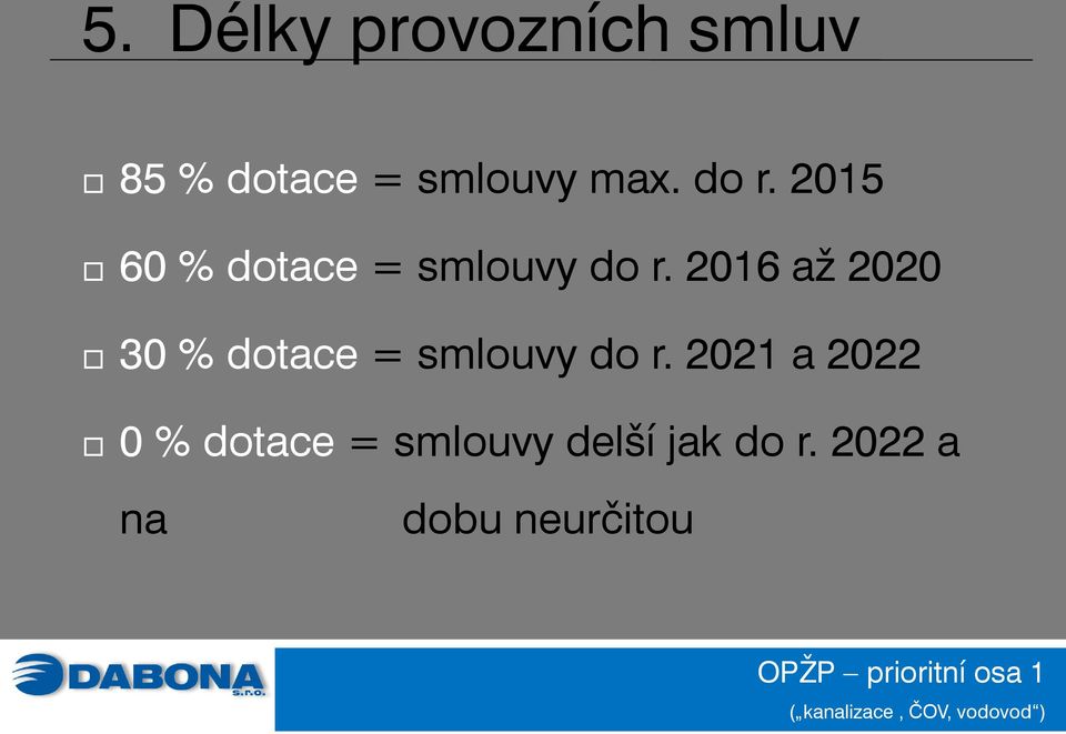 2016 až 2020 30 % dotace = smlouvy do r.