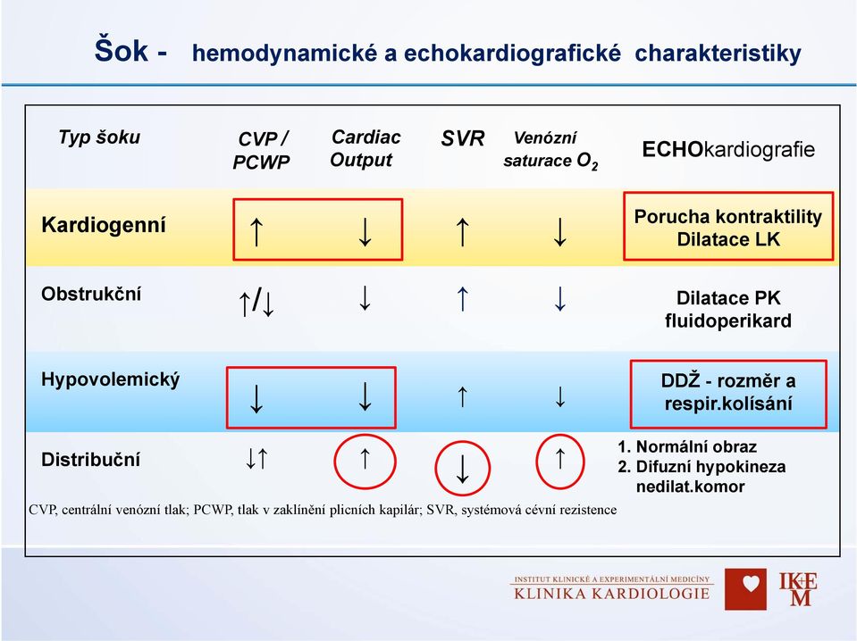 fluidoperikard Hypovolemický DDŽ - rozměr a respir.