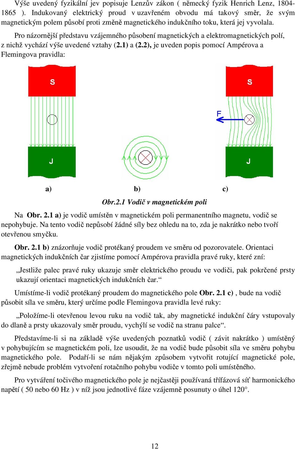 Pro názornější představu vzájemného působení magnetických a elektromagnetických polí, z nichž vychází výše uvedené vztahy (.1) a (.