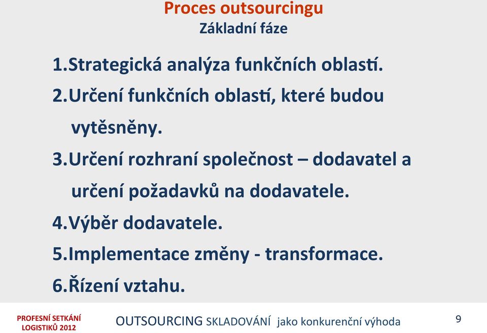 Určení rozhraní společnost dodavatel a určení požadavků na dodavatele. 4.