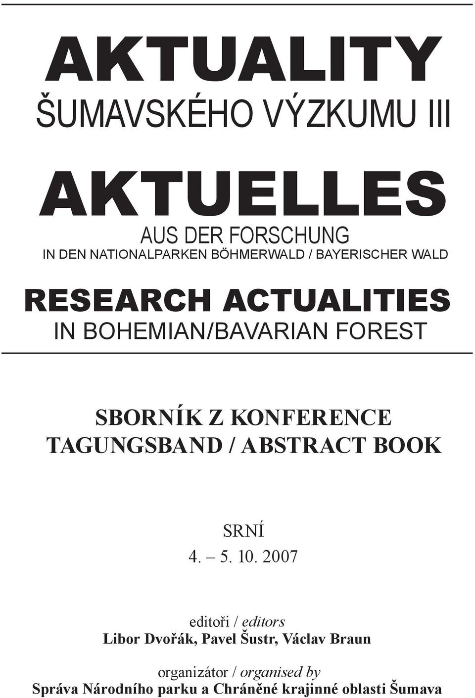TAGUNGSBAND / ABSTRACT BOOK SRNÍ 4. 5. 10.