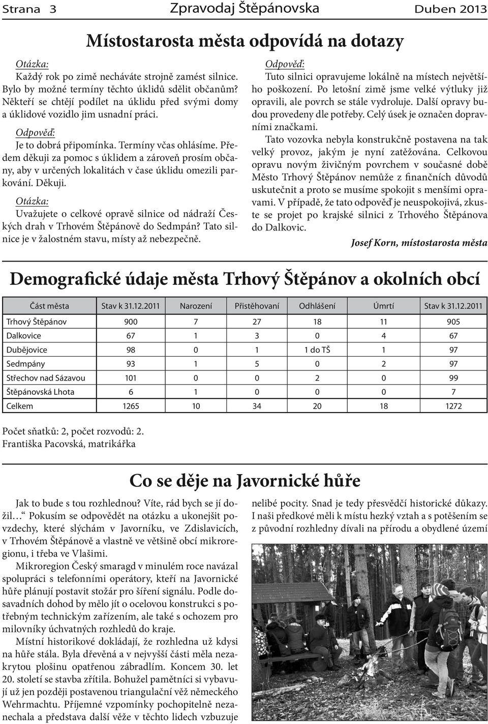 Předem děkuji za pomoc s úklidem a zároveň prosím občany, aby v určených lokalitách v čase úklidu omezili parkování. Děkuji.