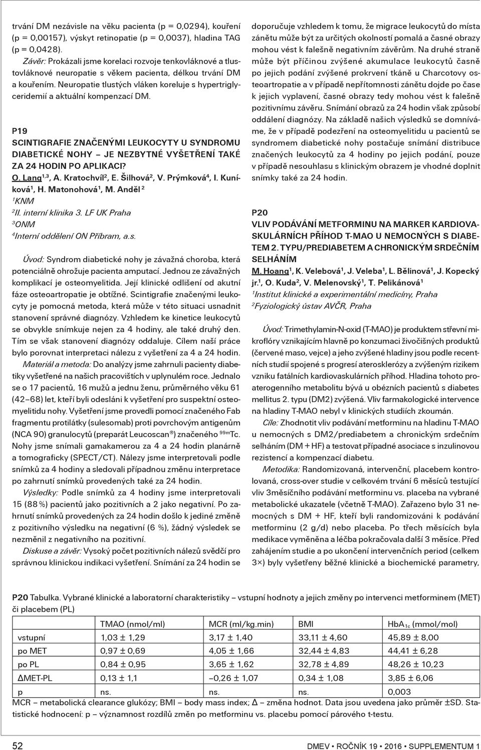Neuropatie tlustých vláken koreluje s hypertriglyceridemií a aktuální kompenzací DM. p9 Scintigrafie značenými leukocyty u syndromu diabetické nohy je nezbytné vyšetření také za hodin po aplikaci? O.
