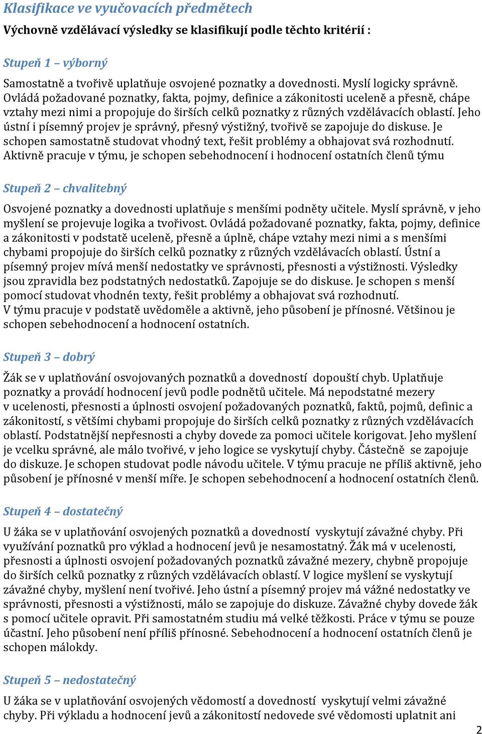 Jeho ústní i písemný projev je správný, přesný výstižný, tvořivě se zapojuje do diskuse. Je schopen samostatně studovat vhodný text, řešit problémy a obhajovat svá rozhodnutí.