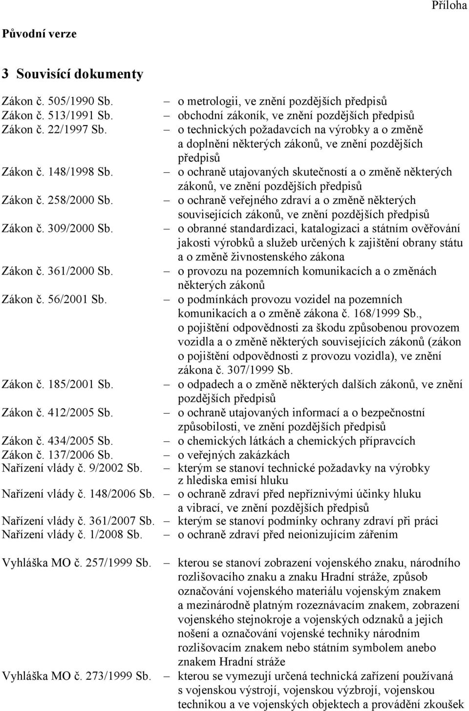 o metrologii, ve znění pozdějších předpisů obchodní zákoník, ve znění pozdějších předpisů o technických požadavcích na výrobky a o změně a doplnění některých zákonů, ve znění pozdějších předpisů o