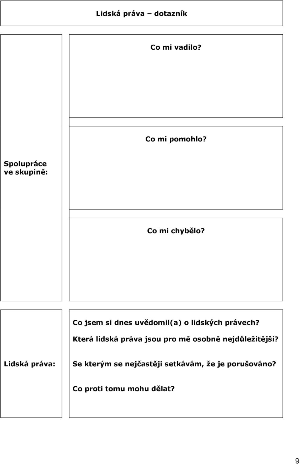 Co jsem si dnes uvědomil(a) o lidských právech?