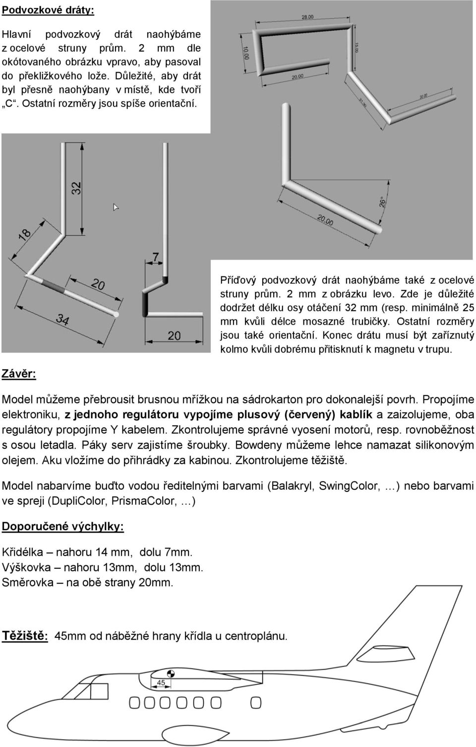 Zde je důležité dodržet délku osy otáčení 32 mm (resp. minimálně 25 mm kvůli délce mosazné trubičky. Ostatní rozměry jsou také orientační.