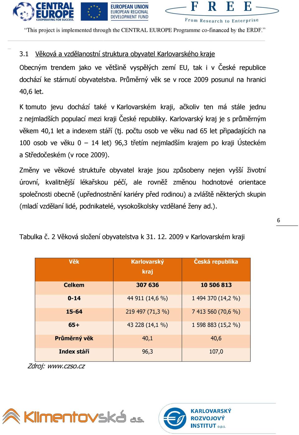 Karlovarský kraj je s průměrným věkem 40,1 let a indexem stáří (tj.