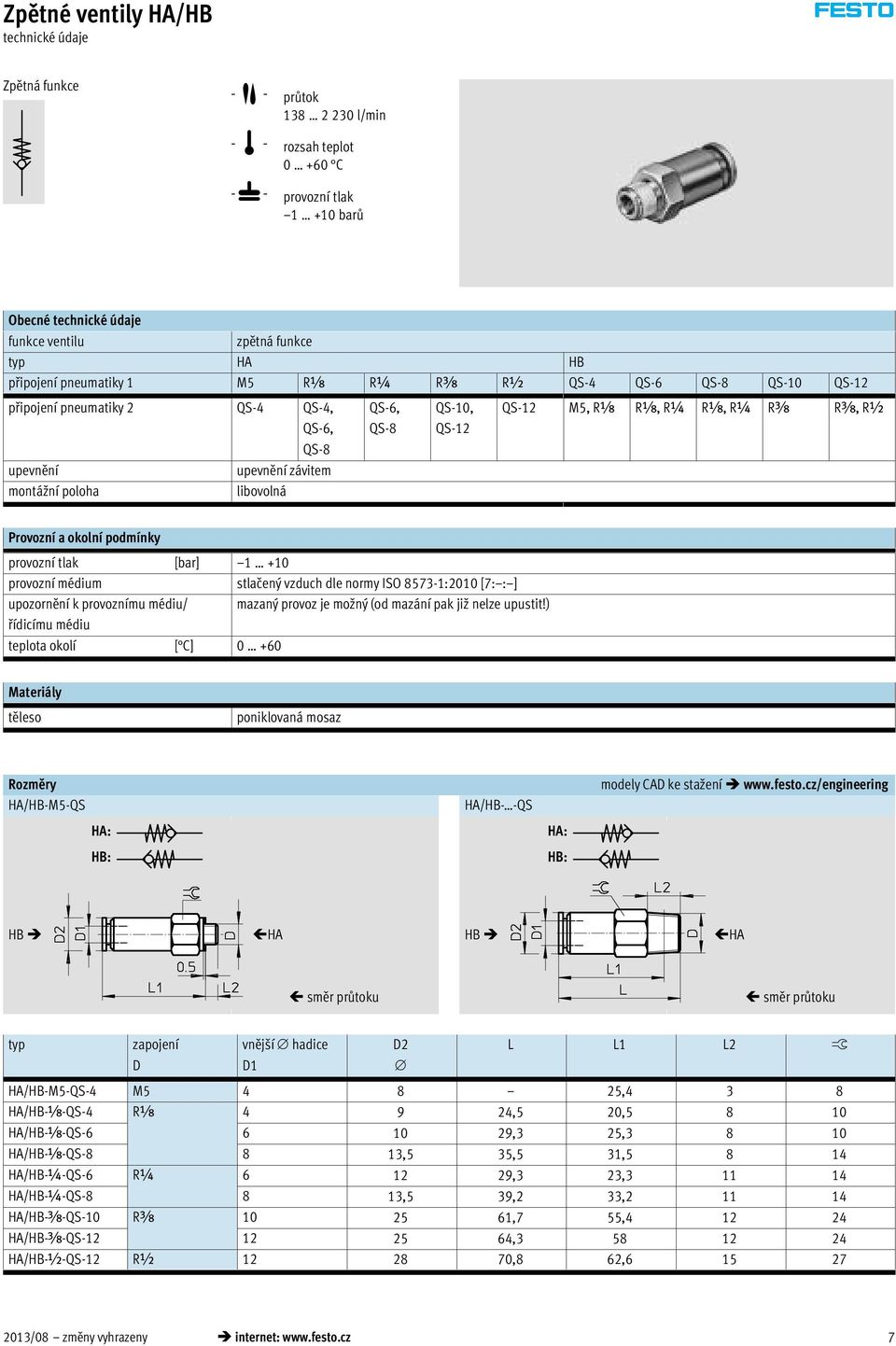 montážní poloha libovolná Provozní a okolní podmínky provozní tlak [bar] 1 +10 provozní médium stlačený vzduch dle normy ISO 8573-1:2010 [7: : ] upozornění k provoznímu médiu/ mazaný provoz je možný