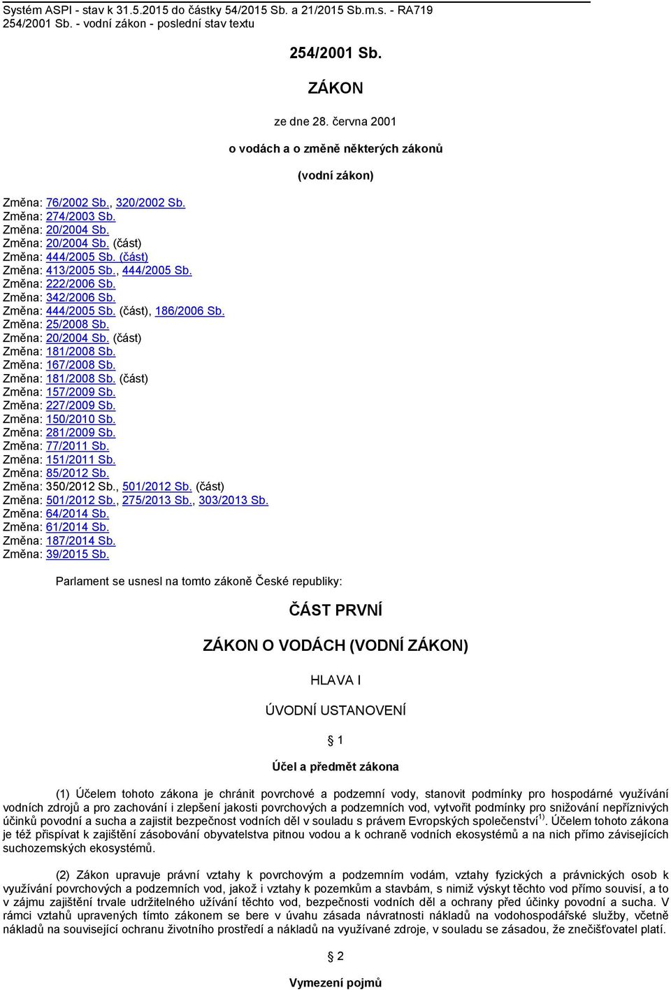 Změna: 20/2004 Sb. (část) Změna: 181/2008 Sb. Změna: 167/2008 Sb. Změna: 181/2008 Sb. (část) Změna: 157/2009 Sb. Změna: 227/2009 Sb. Změna: 150/2010 Sb. Změna: 281/2009 Sb. Změna: 77/2011 Sb.