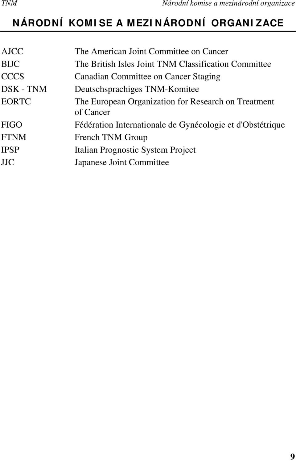 on Cancer Staging Deutschsprachiges -Komitee The European Organization for Research on Treatment of Cancer