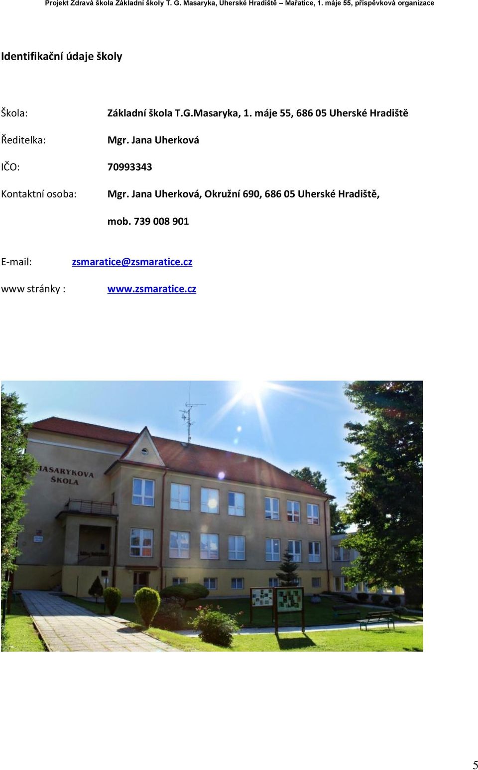 Jana Uherková IČO: 70993343 Kontaktní osoba: Mgr.