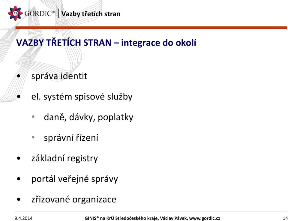 systém spisové služby daně, dávky, poplatky správní řízení základní