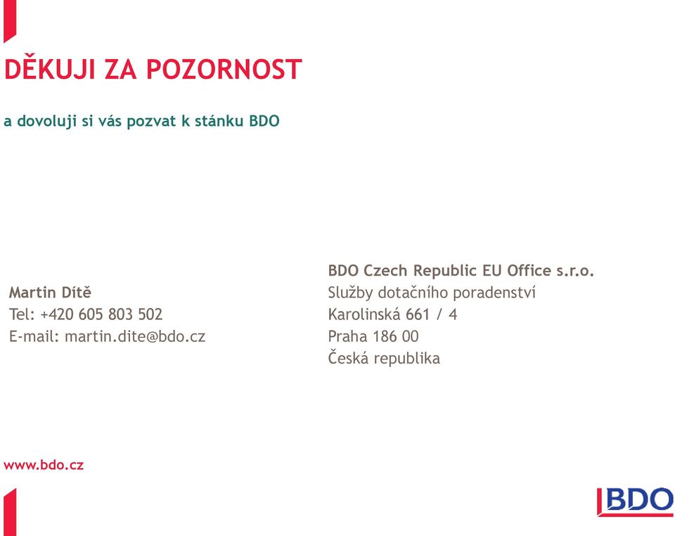 cz BDO Czech Republic EU Office s.r.o.