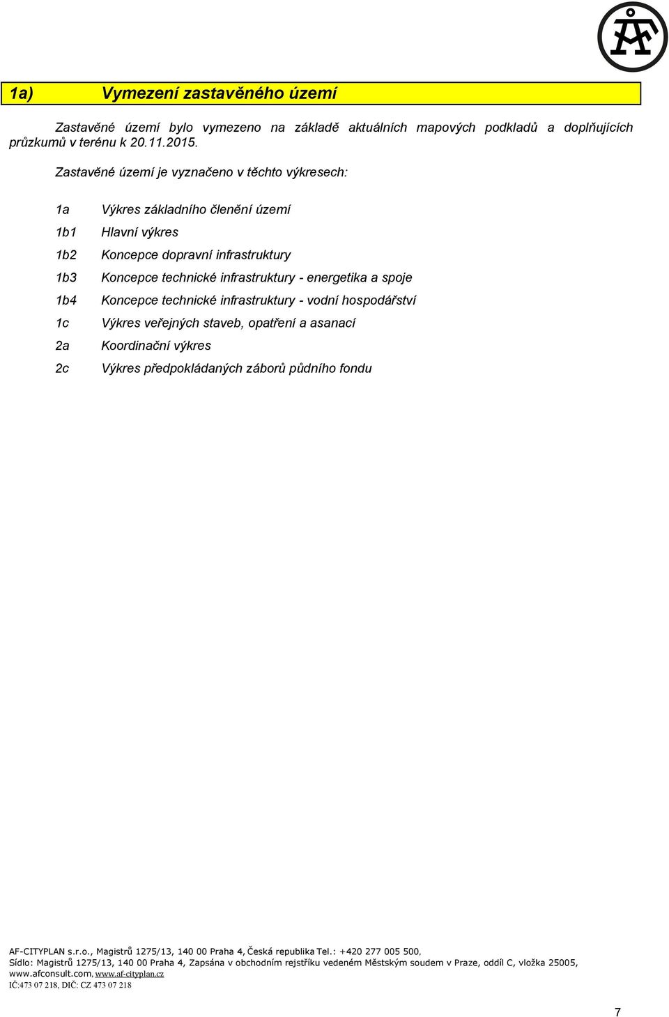 Zastavěné území je vyznačeno v těchto výkresech: 1a 1b1 1b2 1b3 1b4 1c 2a 2c Výkres základního členění území Hlavní výkres