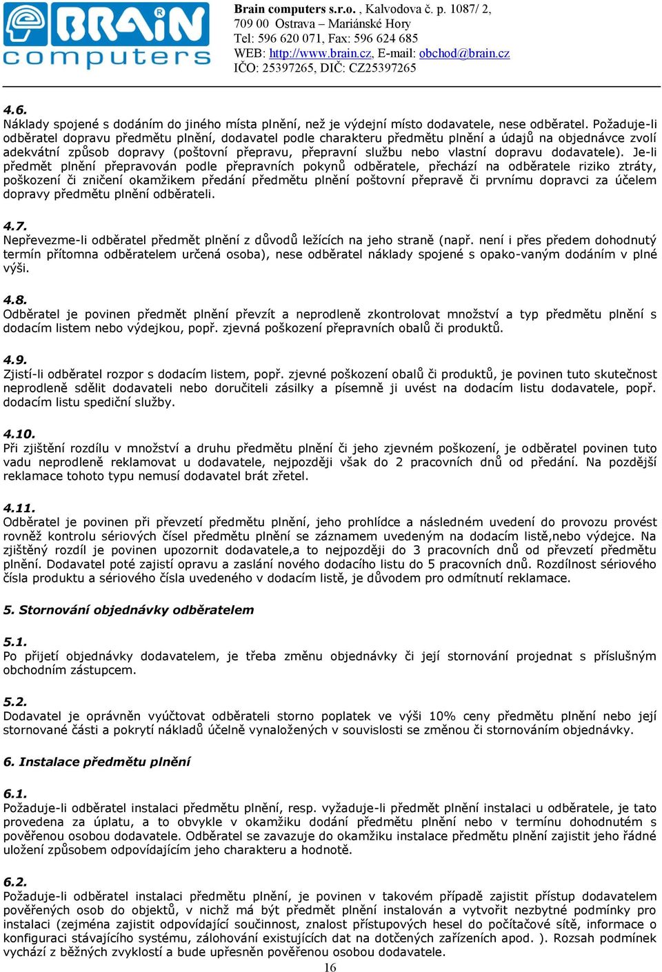 dopravu dodavatele).