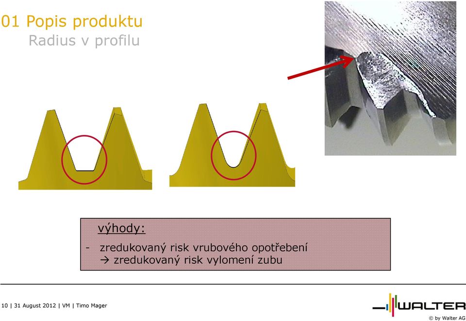 opotřebení zredukovaný risk vylomení