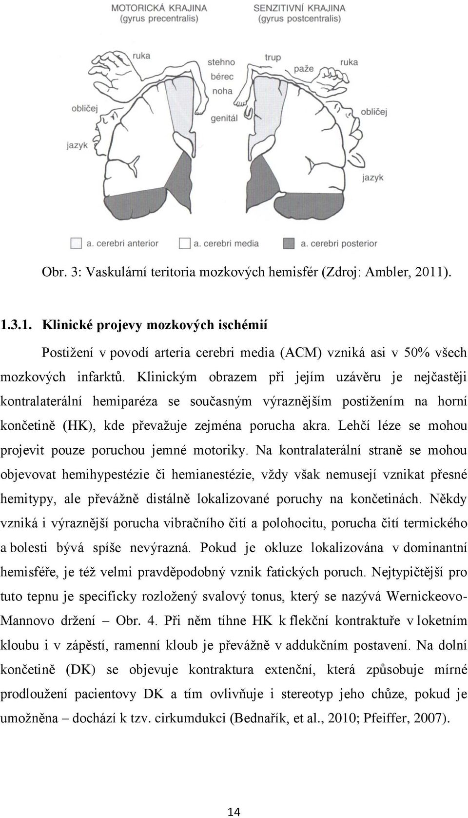 Lehčí léze se mohou projevit pouze poruchou jemné motoriky.