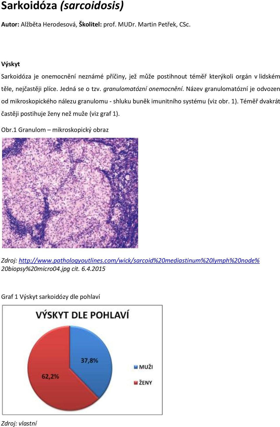 granulomatózní onemocnění. Název granulomatózní je odvozen od mikroskopického nálezu granulomu - shluku buněk imunitního systému (viz obr. 1).