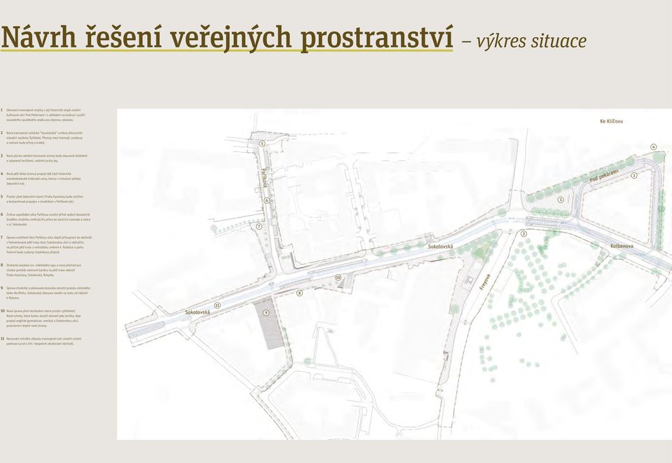 5 4 3 Nová plocha náměstí lemovaná stromy bude dopravně zklidněná a vybavená lavičkami, vodními prvky atp.