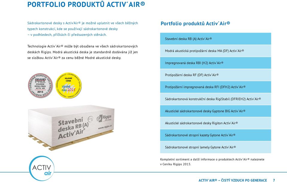 Modrá akustická deska je standardně dodávána již jen se složkou Activ Air za cenu běžné Modré akustické desky.
