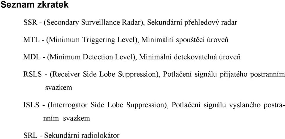 úroveň RSLS - (Receiver Side Lobe Suppression), Potlačení signálu přijatého postranním svazkem ISLS -