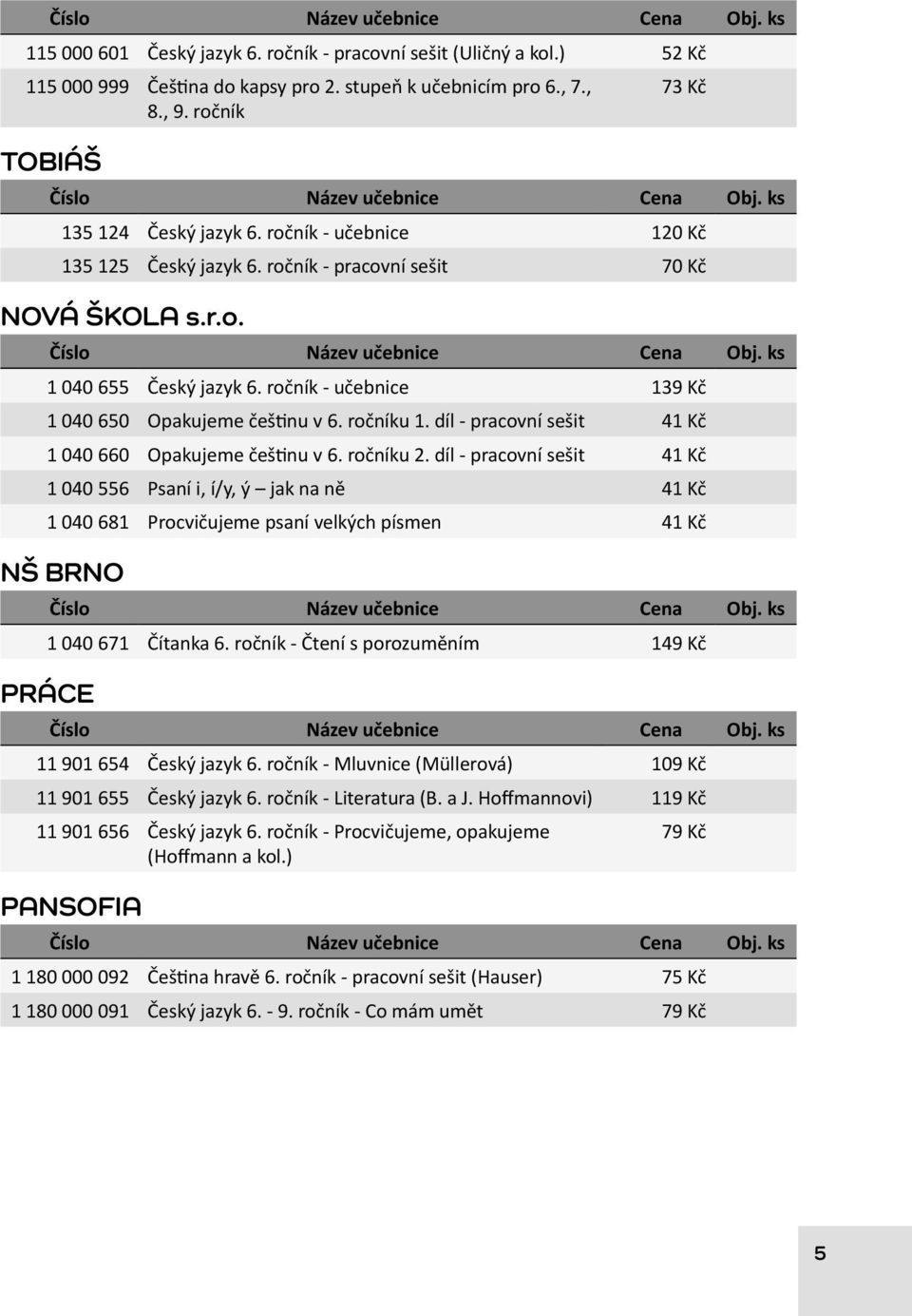 díl - pracovní sešit 41 Kč 1 040 660 Opakujeme češtinu v 6. ročníku 2.