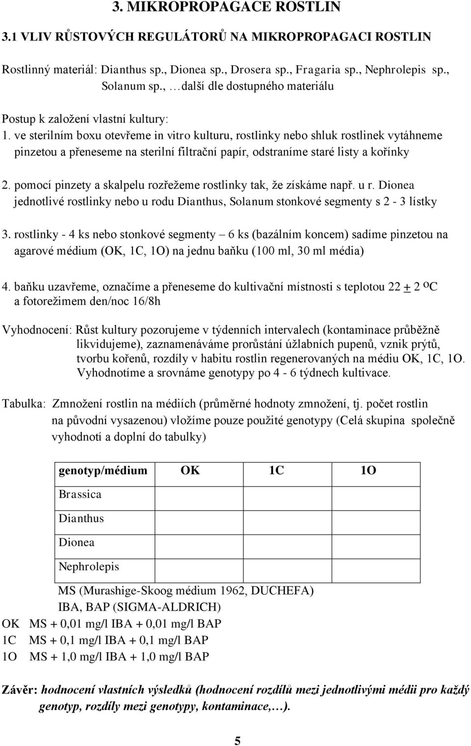 ve sterilním boxu otevřeme in vitro kulturu, rostlinky nebo shluk rostlinek vytáhneme pinzetou a přeneseme na sterilní filtrační papír, odstraníme staré listy a kořínky 2.