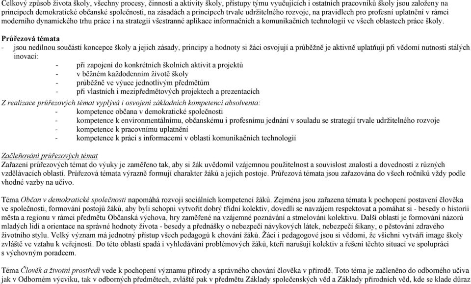 technologií ve všech oblastech práce školy.