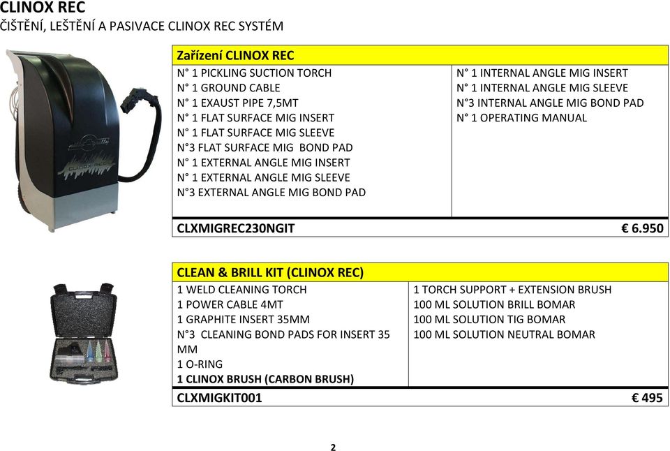 3 INTERNAL ANGLE MIG BOND PAD N 1 OPERATING MANUAL CLXMIGREC230NGIT 6.