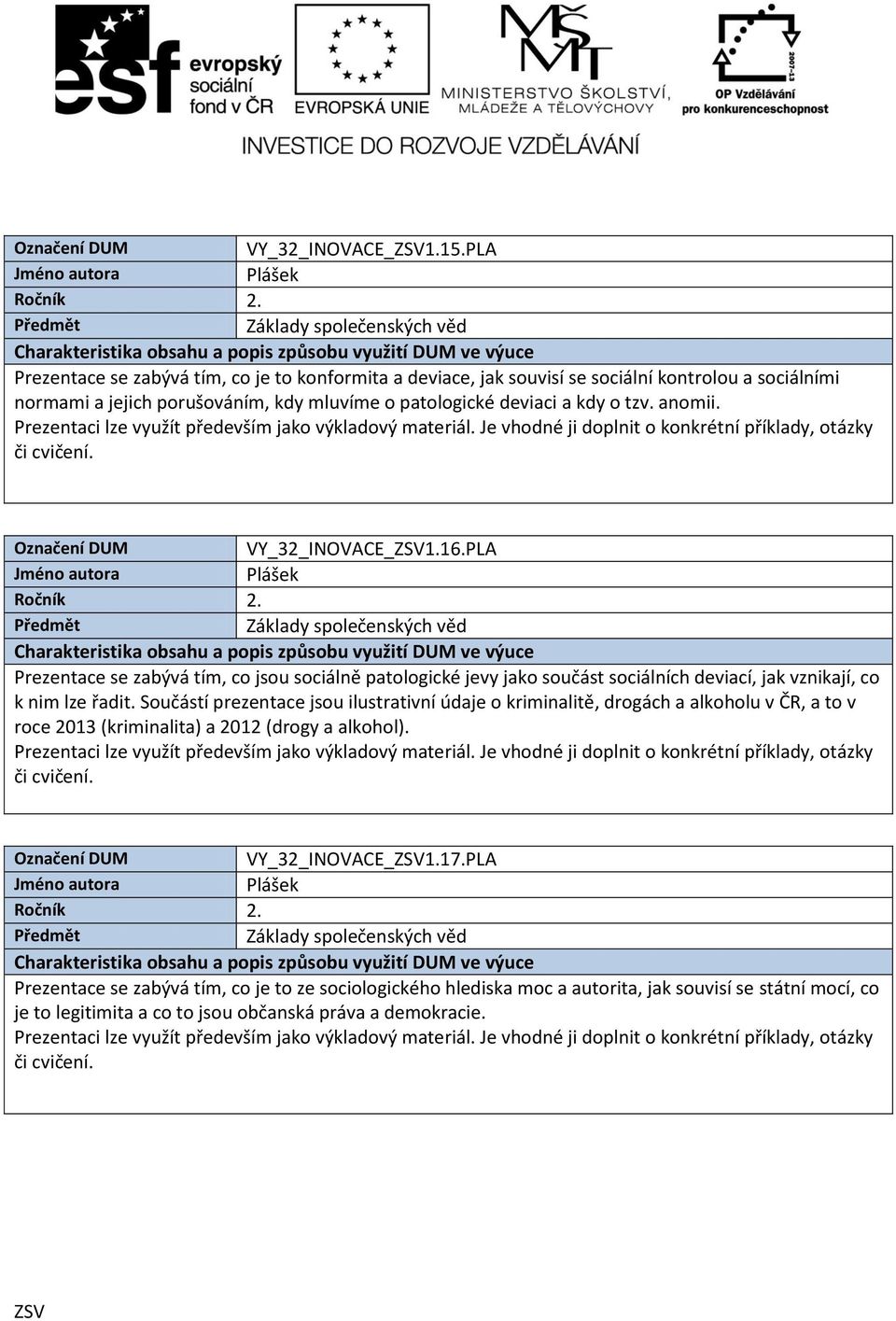 kdy o tzv. anomii. VY_32_INOVACE_1.16.PLA Prezentace se zabývá tím, co jsou sociálně patologické jevy jako součást sociálních deviací, jak vznikají, co k nim lze řadit.