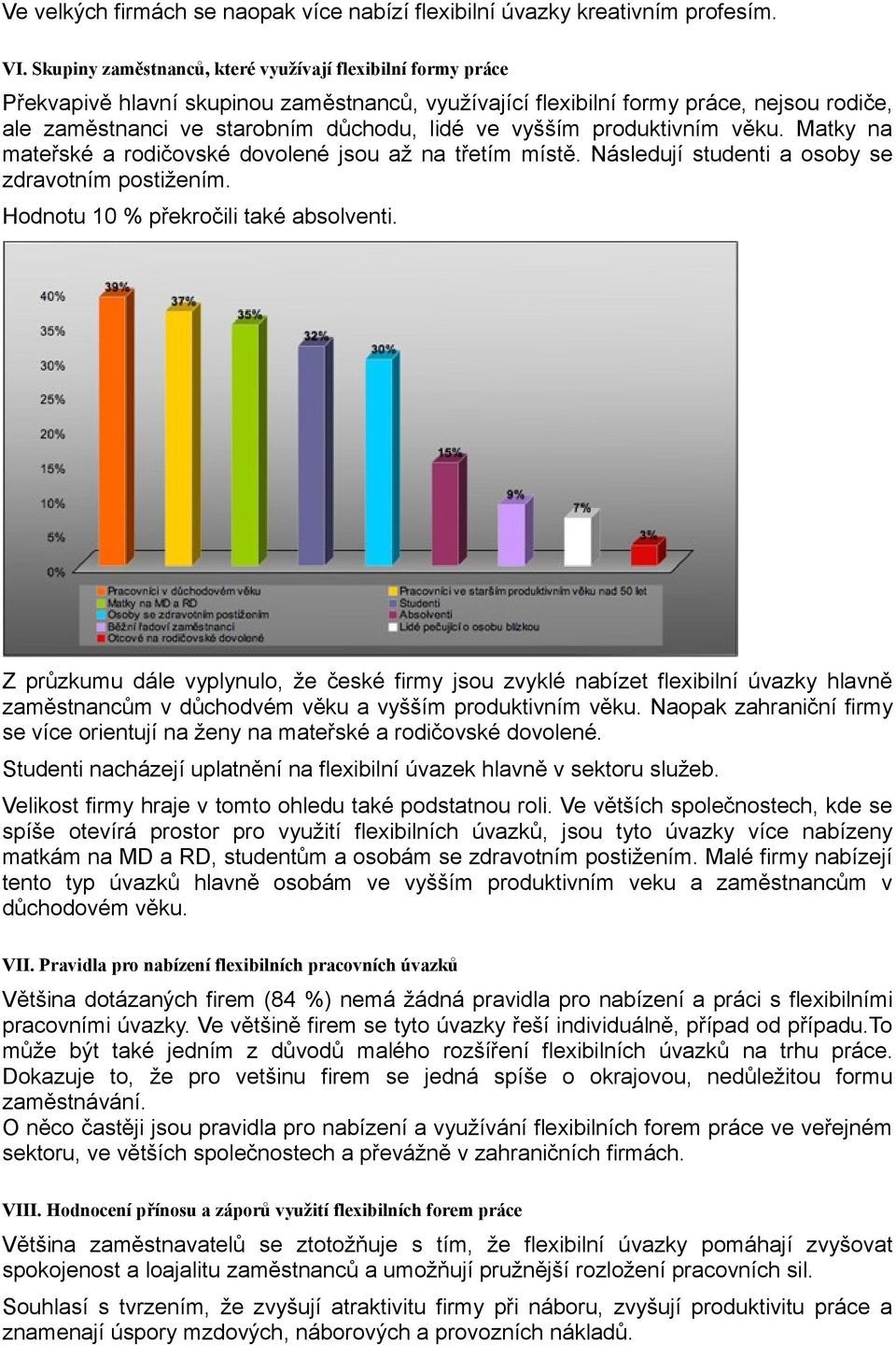 vyšším produktivním věku. Matky na mateřské a rodičovské dovolené jsou až na třetím místě. Následují studenti a osoby se zdravotním postižením. Hodnotu 10 % překročili také absolventi.