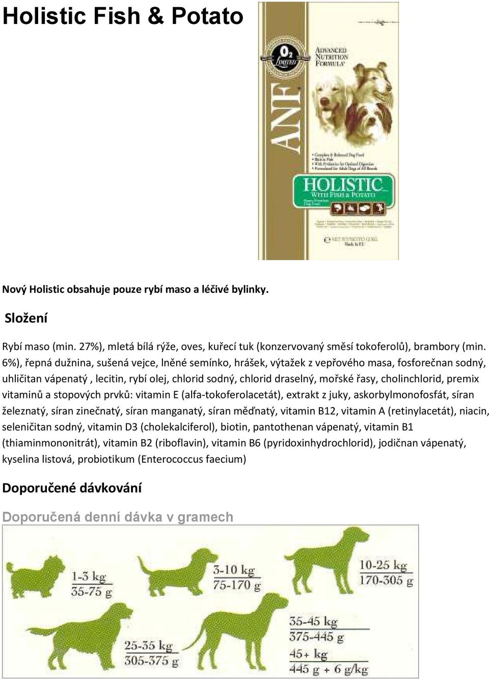 cholinchlorid, premix vitaminů a stopových prvků: vitamin E (alfa-tokoferolacetát), extrakt z juky, askorbylmonofosfát, síran železnatý, síran zinečnatý, síran manganatý, síran měďnatý, vitamin B12,