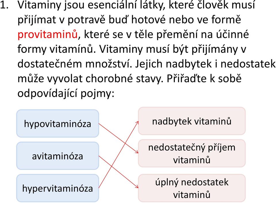 Vitaminy musí být přijímány v dostatečném množství.