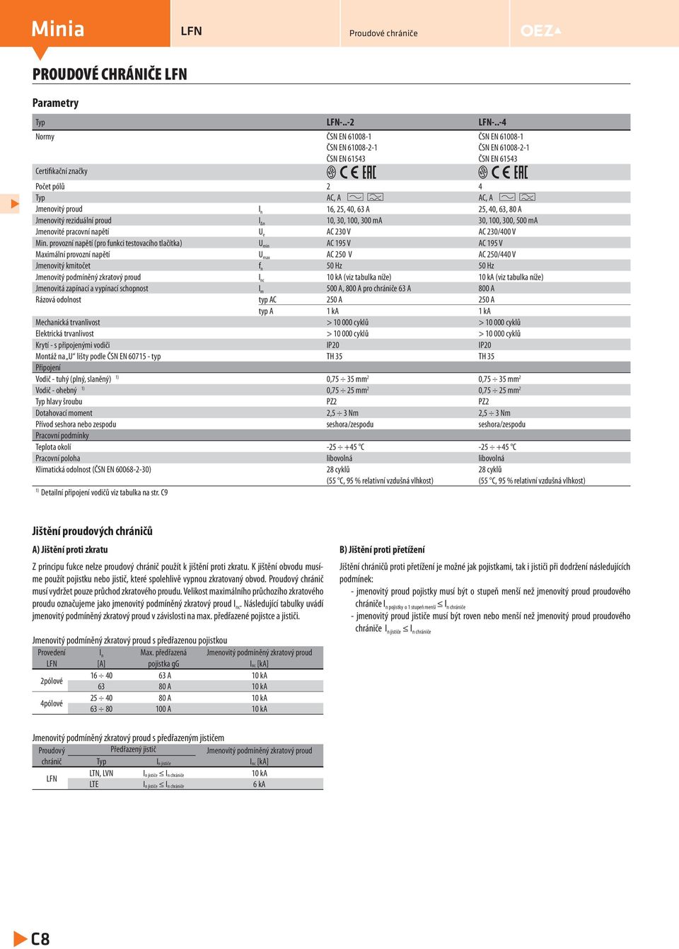 Jmenovitý reziduální proud 10, 30, 100, 300 ma 30, 100, 300, 500 ma Jmenovité pracovní napětí U e AC 230 V AC 230/00 V Min.