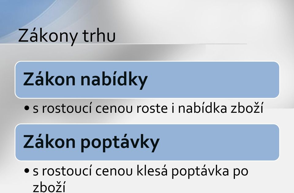 nabídka zboží Zákon poptávky