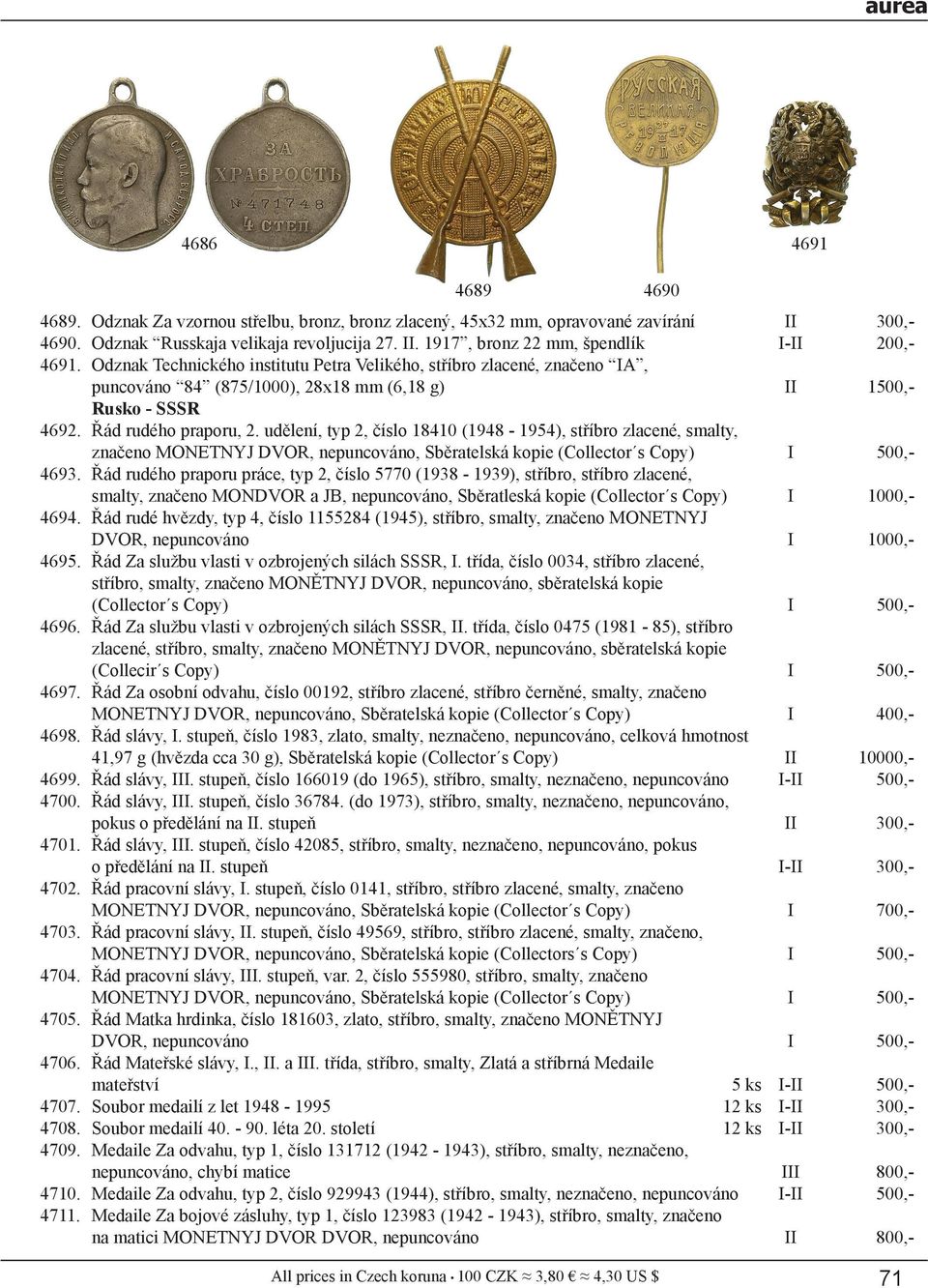 udělení, typ 2, číslo 18410 (1948-1954), stříbro zlacené, smalty, značeno MONETNYJ DVOR, nepuncováno, Sběratelská kopie (Collector s Copy) I 500,- 4693.