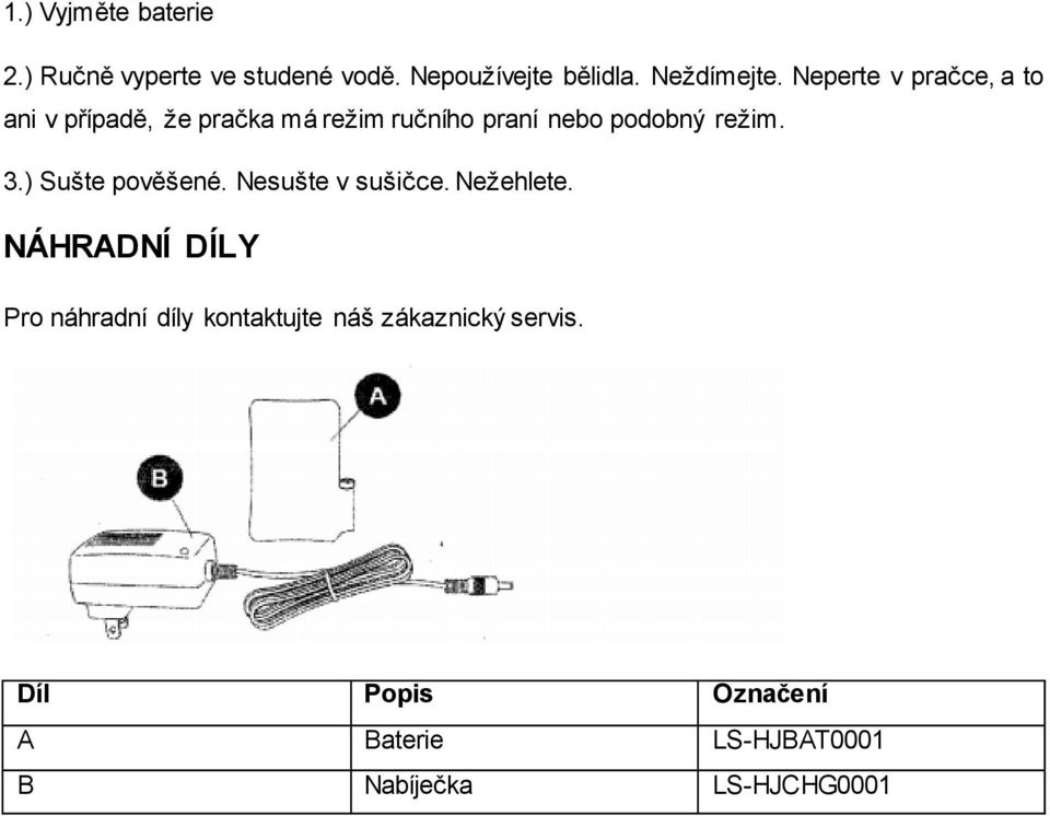 3.) Sušte pověšené. Nesušte v sušičce. Nežehlete.