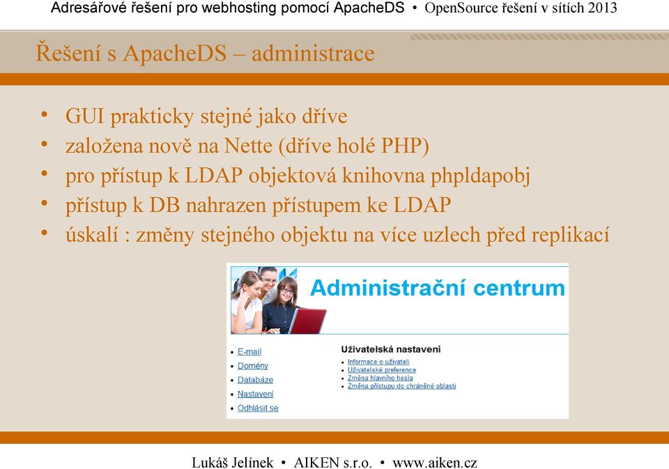 objektová knihovna phpldapobj přístup k DB nahrazen přístupem