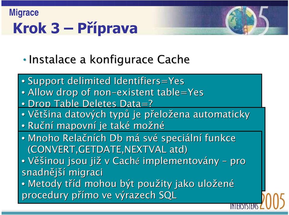 Platnost Věšinou jsou dat vůčv již ůči i v datovým Caché m implementovány typům ny pro snadnější Obvyklý je migraci nepořádek s kalendářními daty, a časem Metody tříd t d mohou být b t použity jako