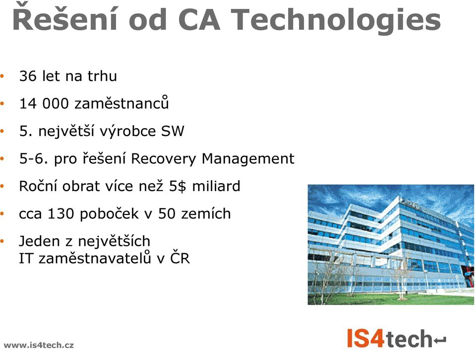 pro řešení Recovery Management Roční obrat více než 5$