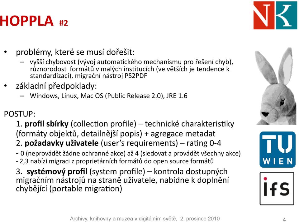 profil sbírky (collechon profile) technické charakterishky (formáty objektů, detailnější popis) + agregace metadat 2.