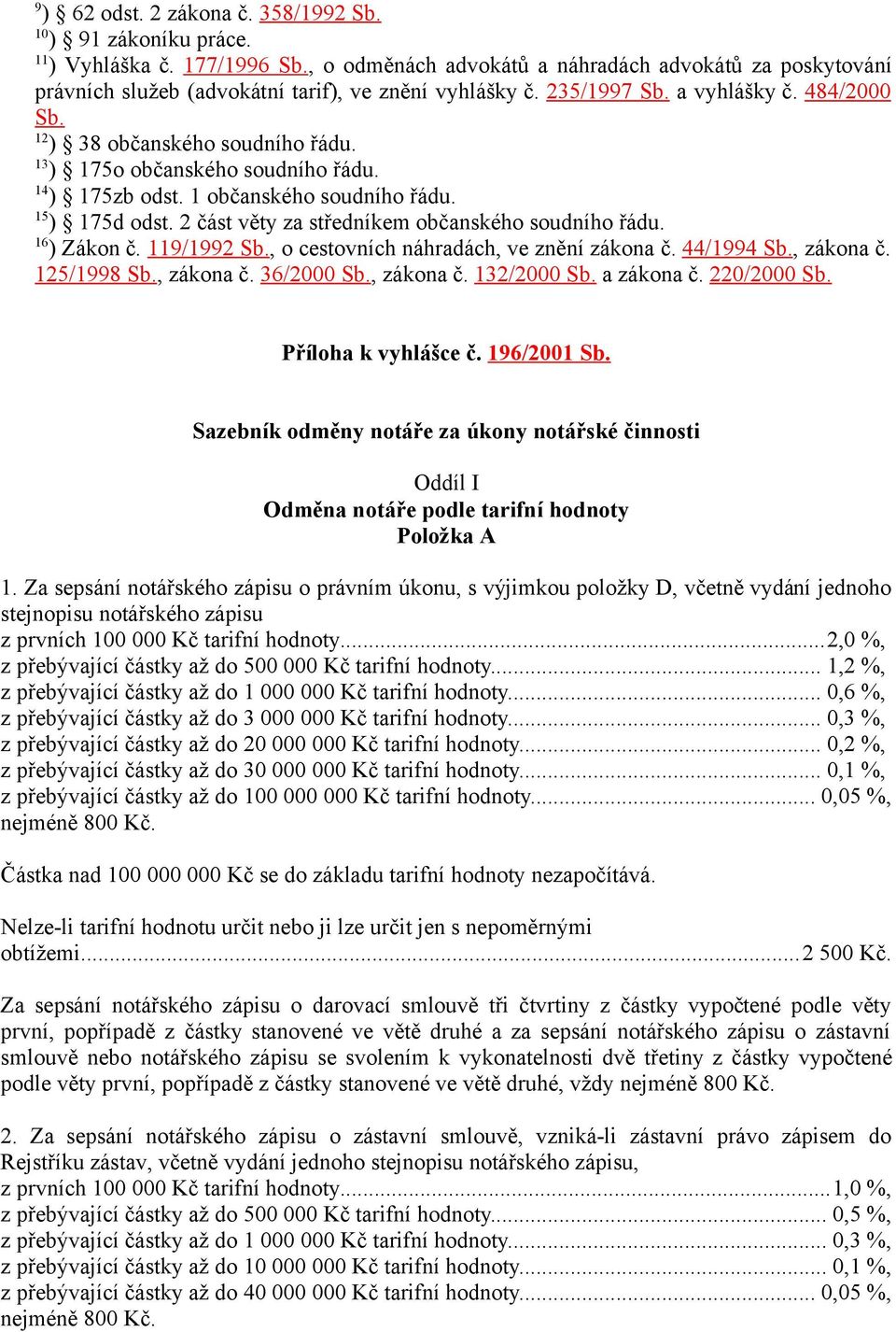 13 ) 175o občanského soudního řádu. 14 ) 175zb odst. 1 občanského soudního řádu. 15 ) 175d odst. 2 část věty za středníkem občanského soudního řádu. 16 ) Zákon č. 119/1992 Sb.